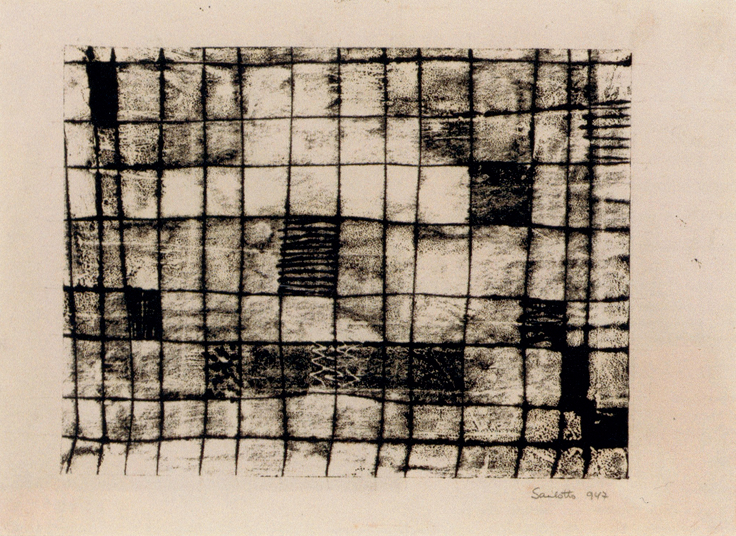 Construção, 1947, Monotipia sobre papel, 23,5 × 32 cm