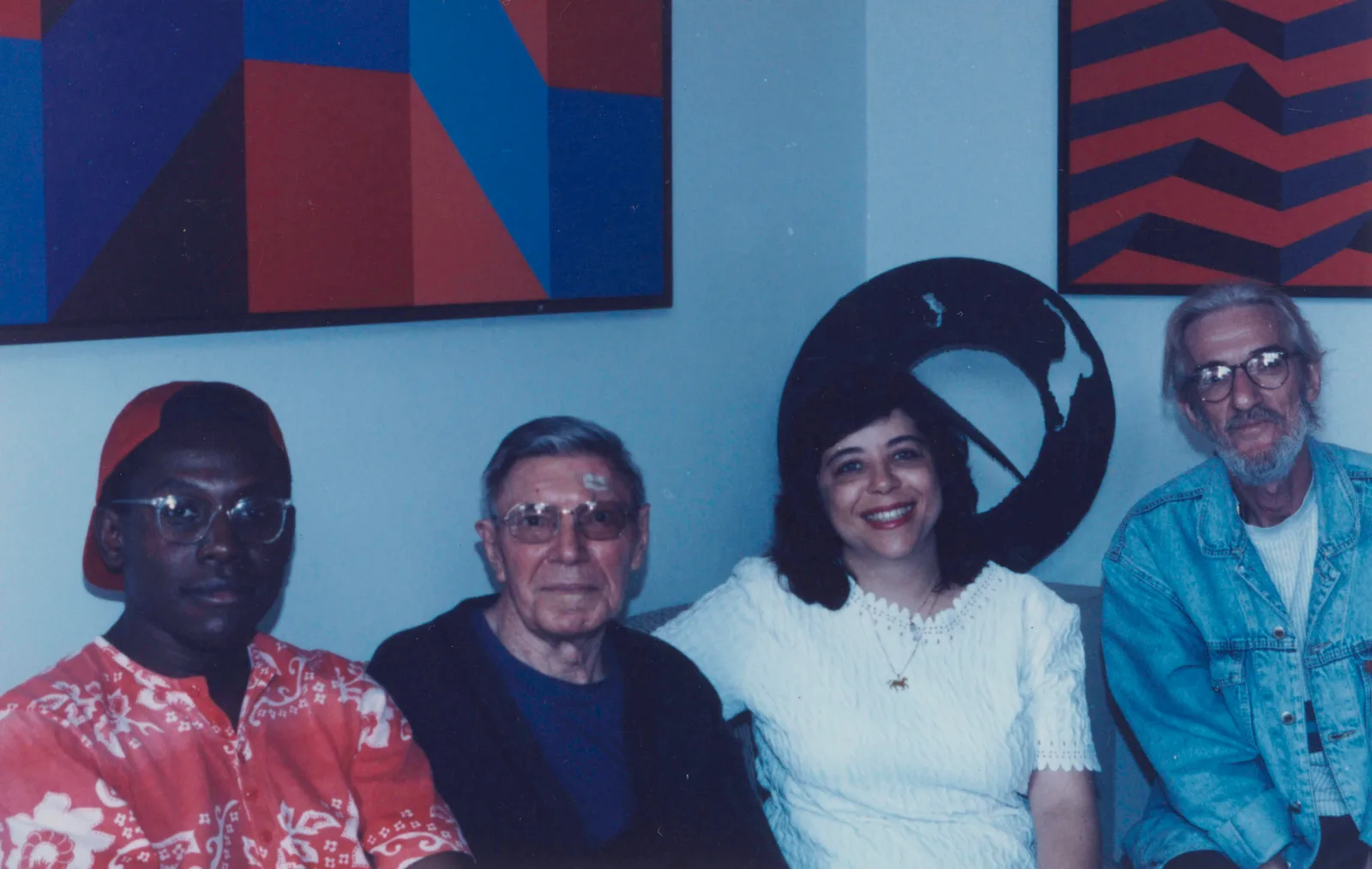 Silva Sampaio, Sacilotto, Jurema Barreto e Zhô Bertholini no ateliê Senador Fláquer, 1998