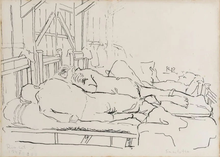 "Alojamento", 1945, nanquim sobre papel, 24,0 × 32,0 cm