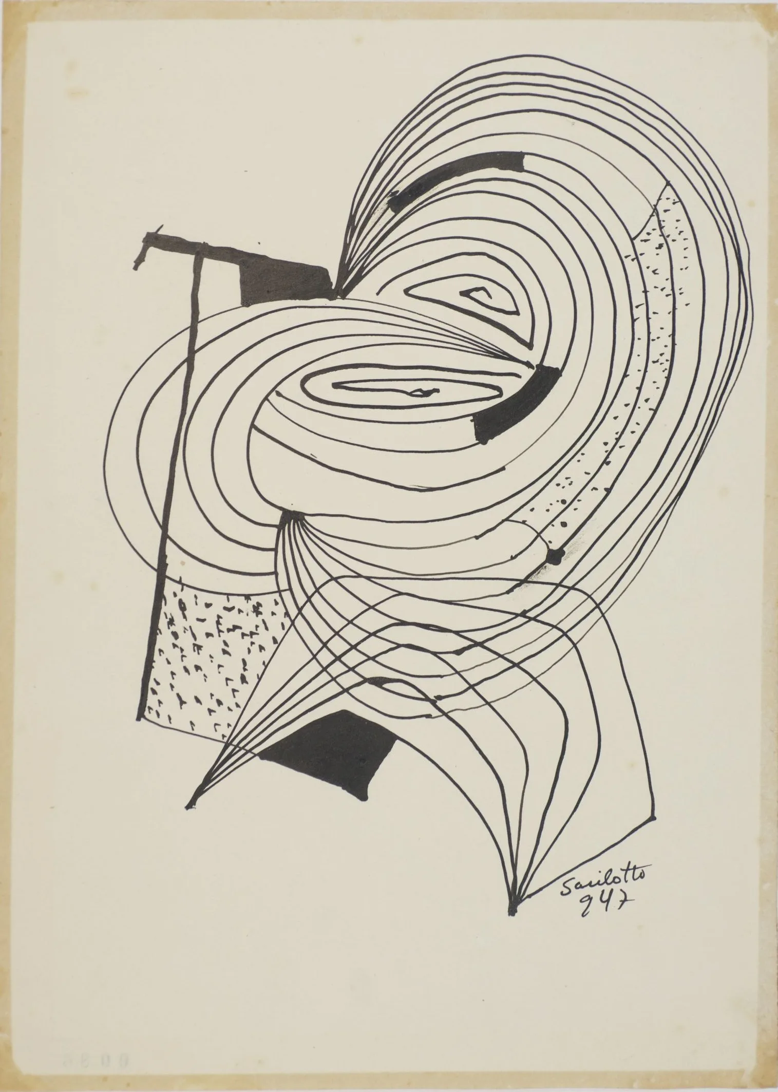 "Abstração", 1947, nanquim sobre papel, 32,9 × 23,8 cm
