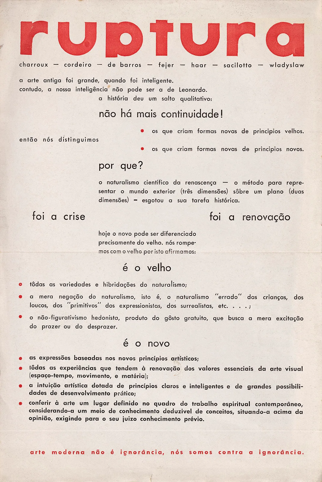 Manifesto do Grupo Ruptura, 1952