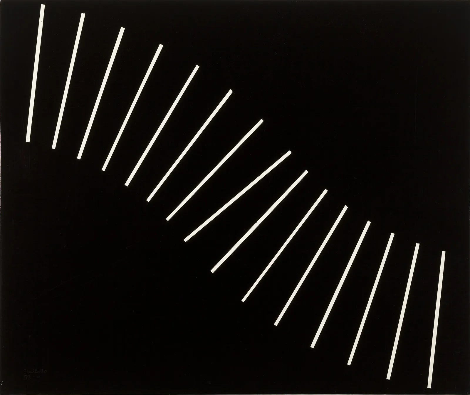 "Vibração ondular", 1953, esmalte sobre compensado de madeira, 42,5 × 50,5 cm