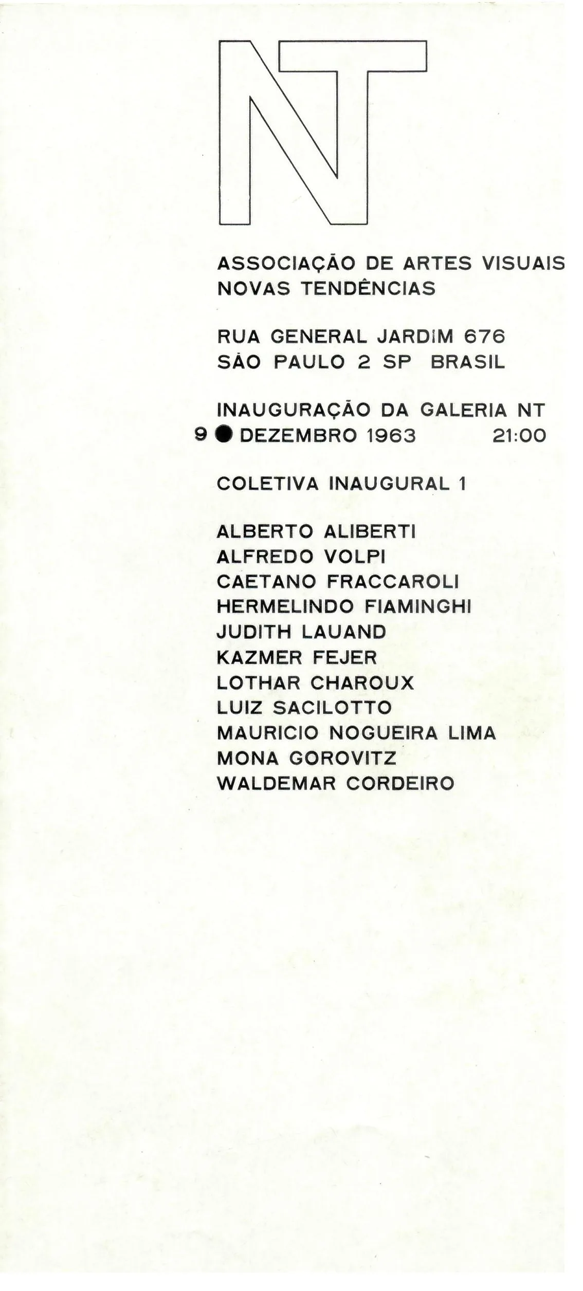 Folder da exposição "Associação de Artes Visuais Novas Tendências"