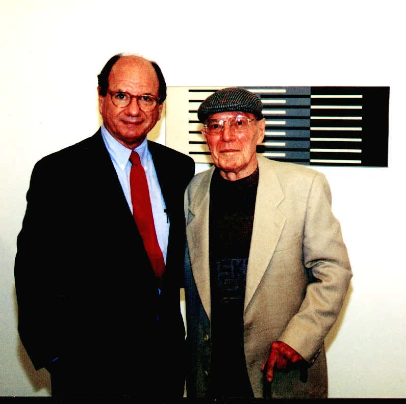 Adolpho Leirner e Luiz Sacilotto na exposição no MAM-SP, 1988